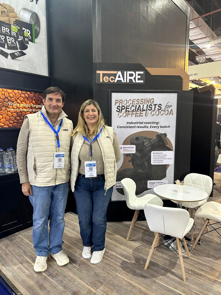 TecAIRE team at an international trade fair for coffee and cocoa processing.